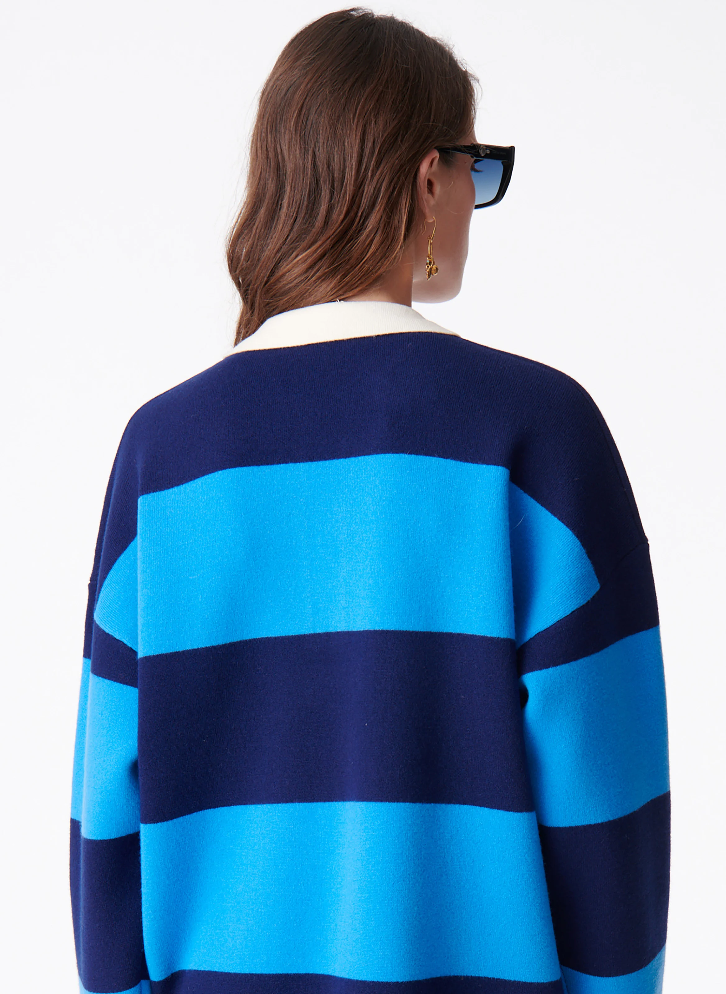 DOLLY - Pull col polo oversize en laine | Bleu