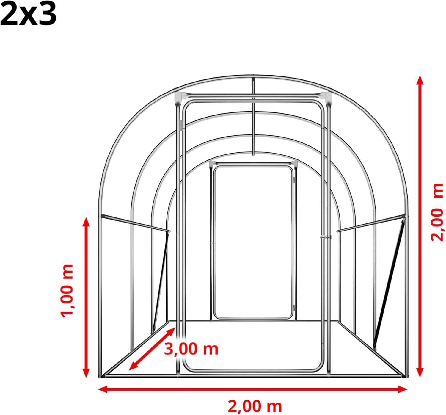 TOOLPORT Foliengewächshaus Gewächshaus 2x3m Premium mit schwenkbarer Türkonstruktion PE-Plane 180 g/m² weiß transparent