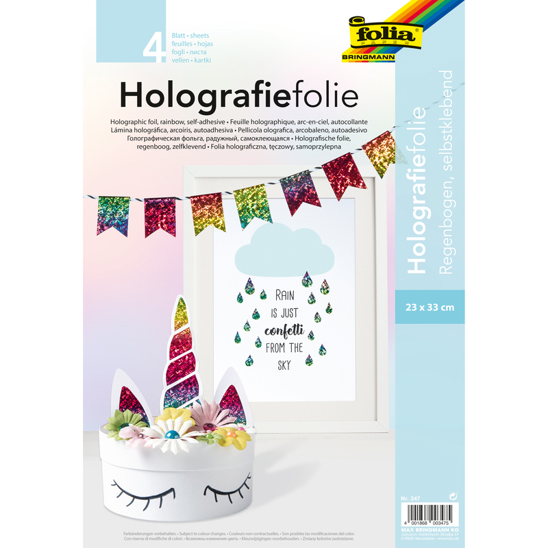 Folia Hologrammfolien, selbstklebed, 23 x 33 cm, mehrfarbig, 4 Blatt