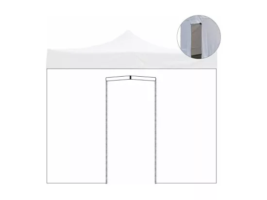 Housse latérale imperméable blanche 2x2m avec porte enroulable pour tonnelle refermable