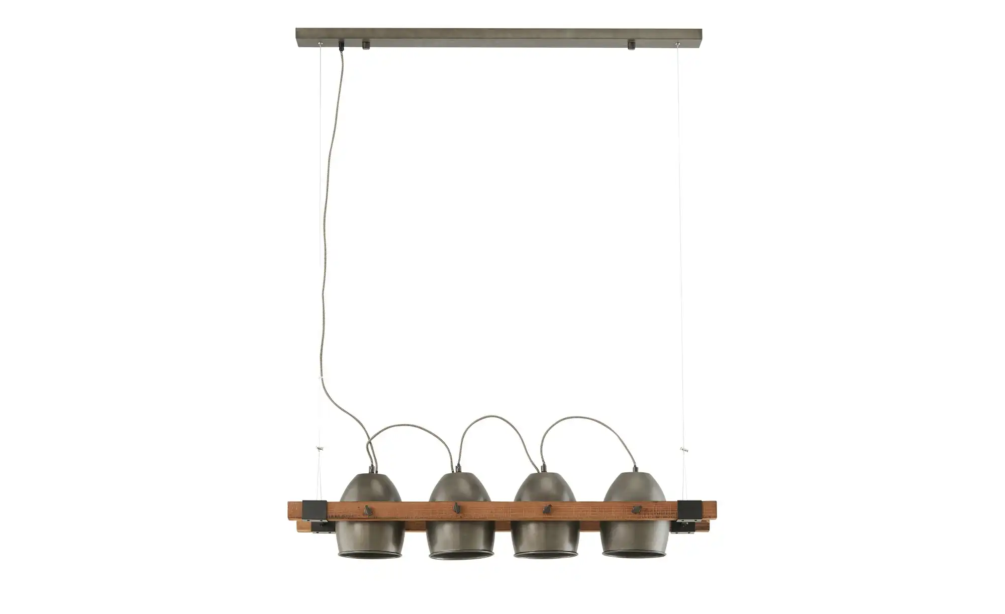 Pendelleuchte, 4-flammig, Metall/ Holz schwarz