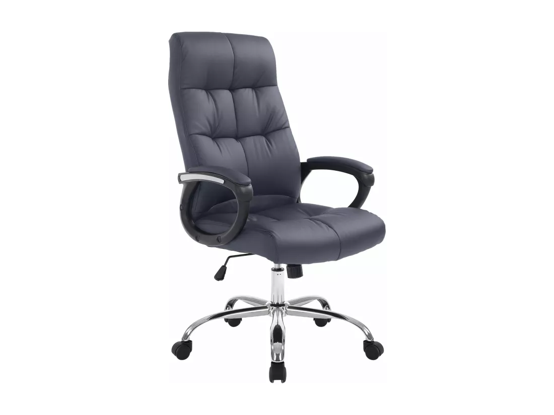 Chaise de bureau - Similicuir & Métal chromé - Gris - Poseidon