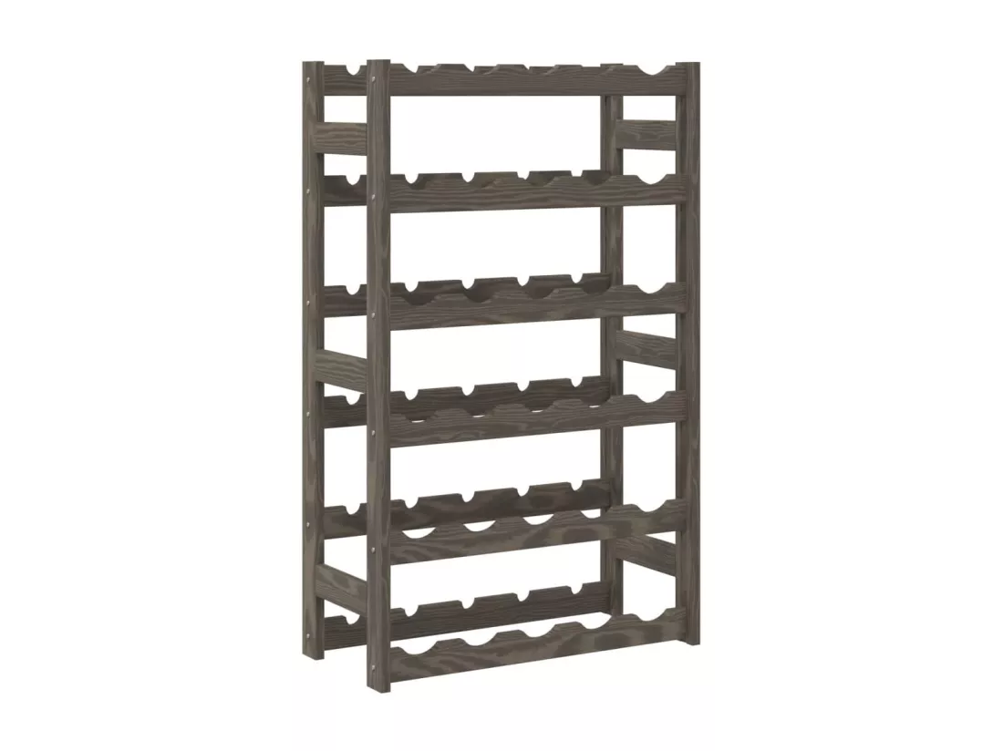 Casier à bouteilles pour 30 bouteilles gris bois pin solide