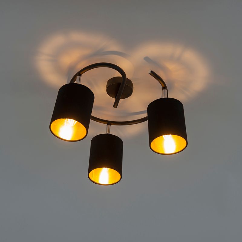 Moderne plafondlamp zwart 3-lichts - Lofty