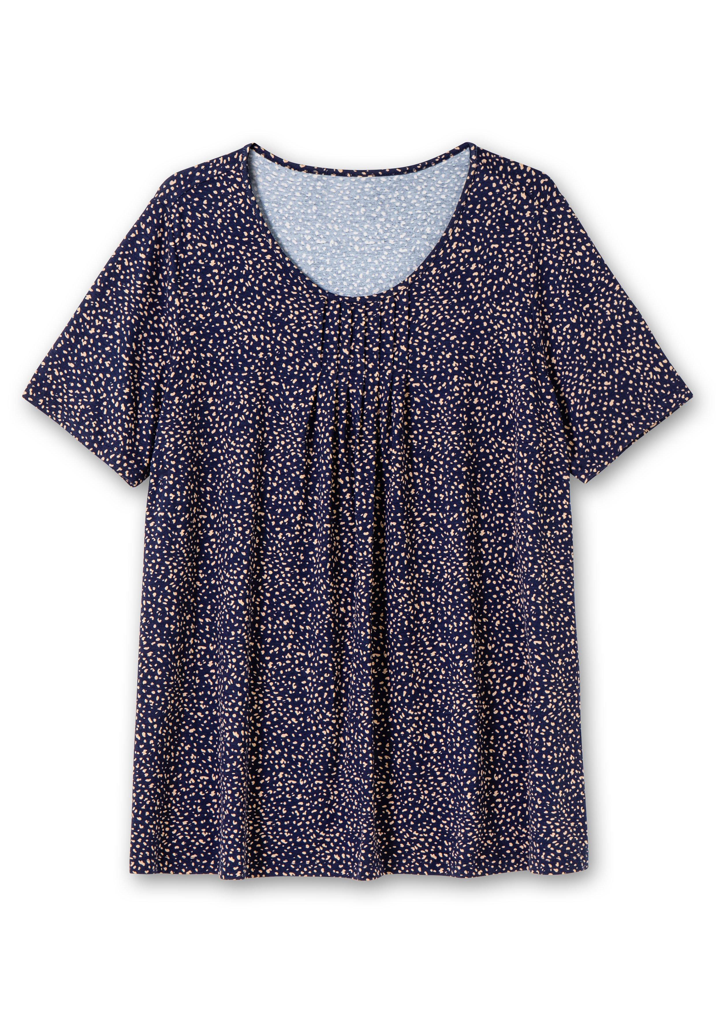 Shirt mit Tupfen-Alloverdruck und gelegten Falten