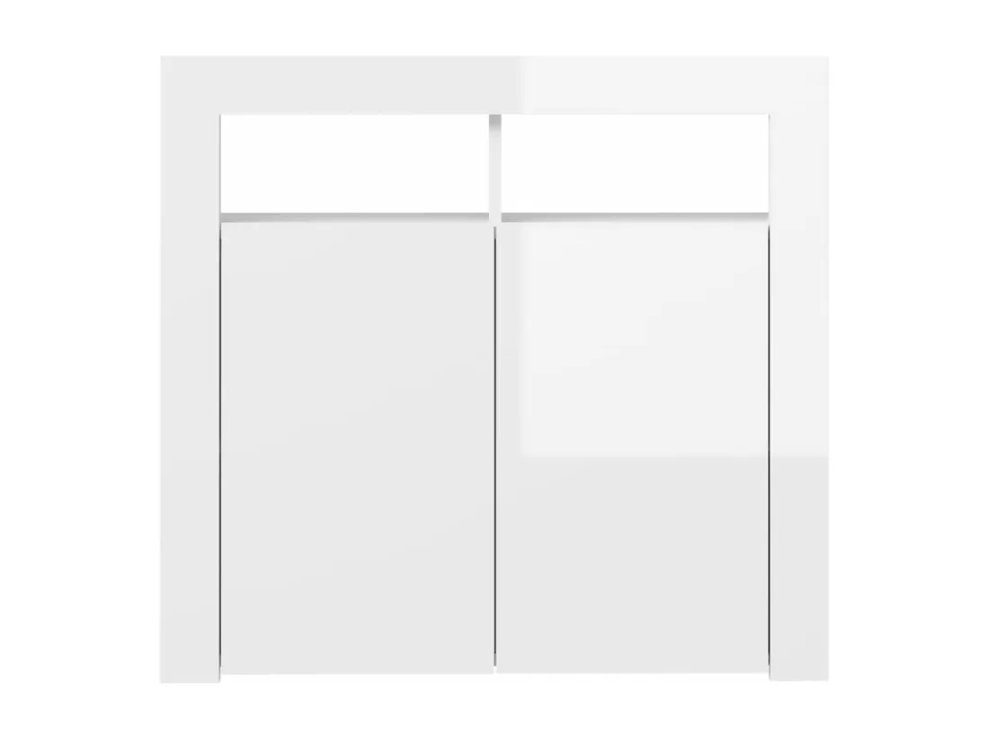Buffet avec lumières LED blanc brillant 80x35x75 cm