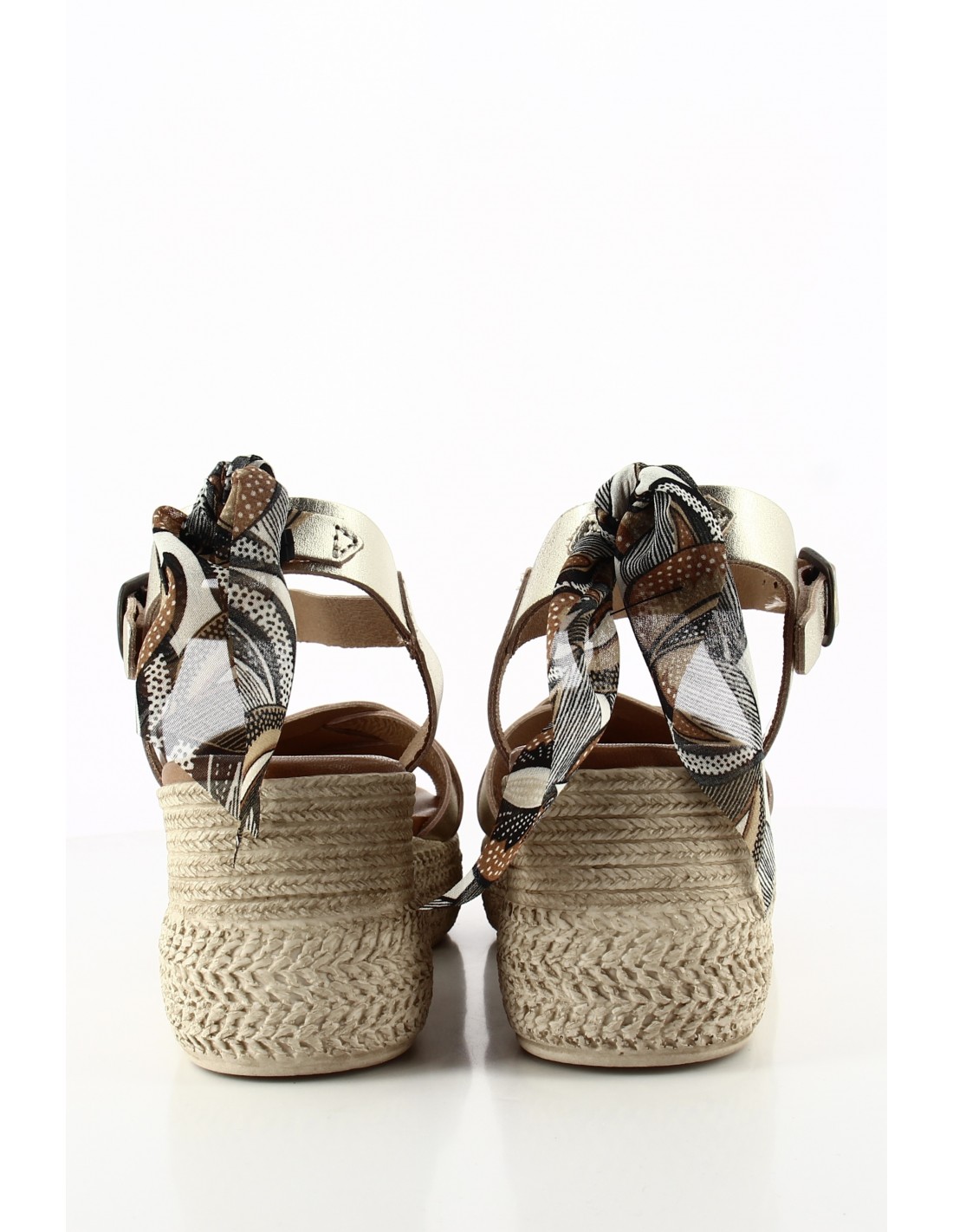 goodstep Sandales Compensées Chantal Cuir Doré et Foulard