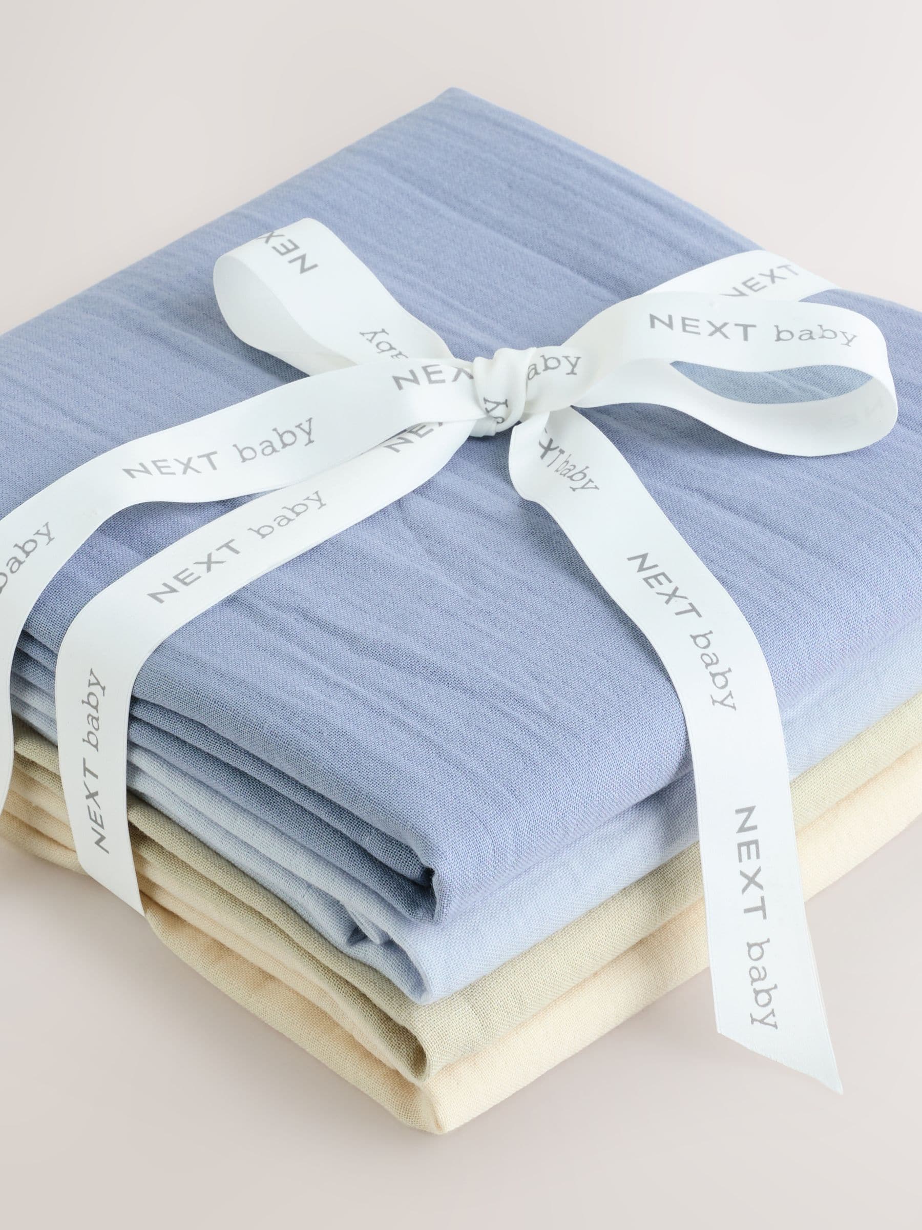 Blauw - Set van 4 mousseline babydoekjes