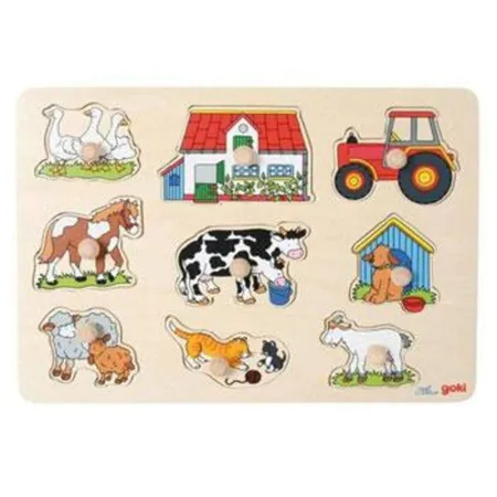 goki Steck-Puzzle Bauernhof, 9 Teile