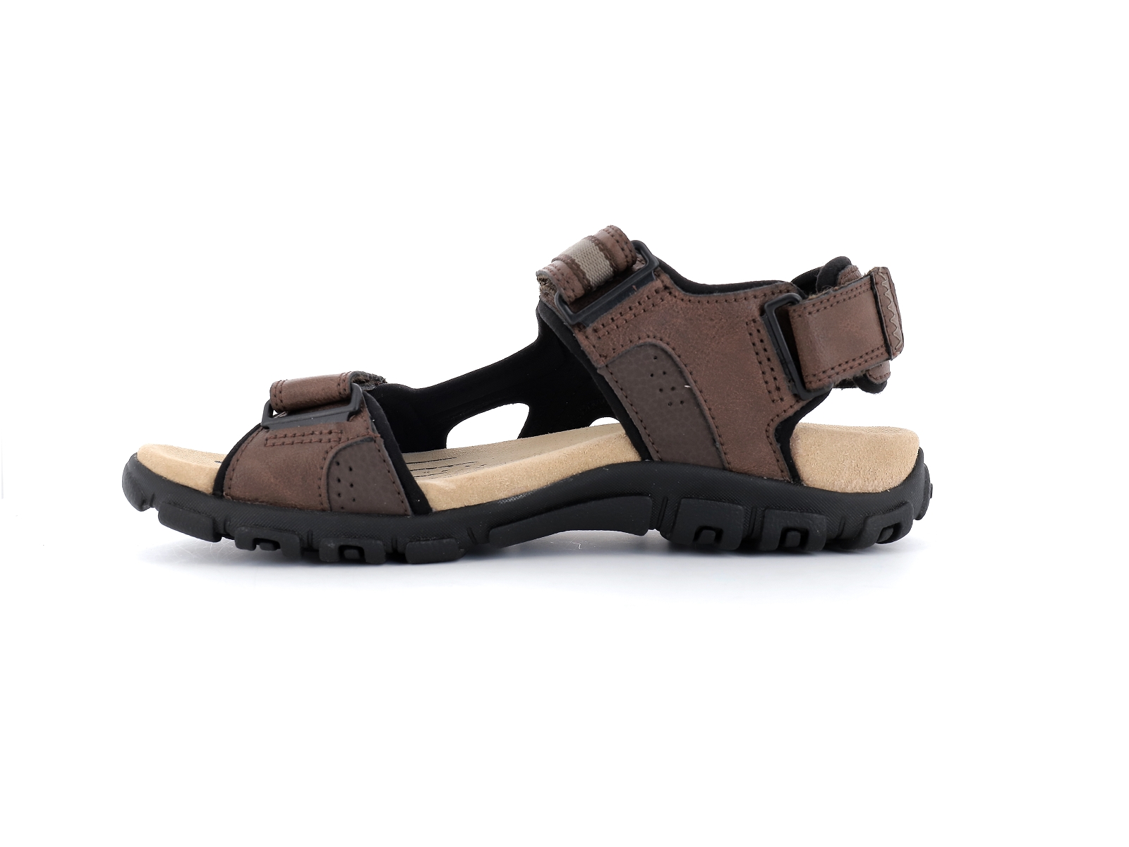 Geox-U SANDAL STRADA-U2524C Matières combinées Marron Foncé