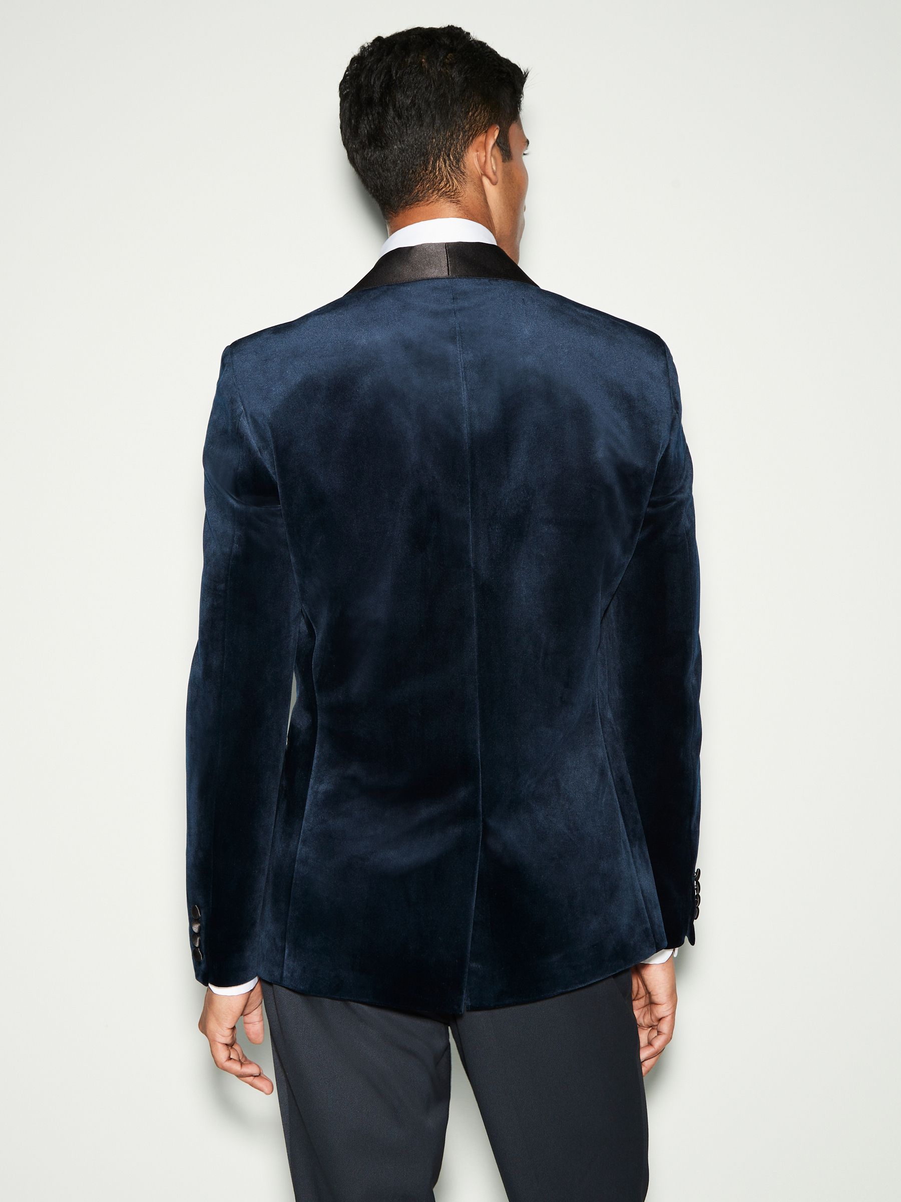 Donker marineblauw - Normale Pasvorm - Fluwelen blazer
