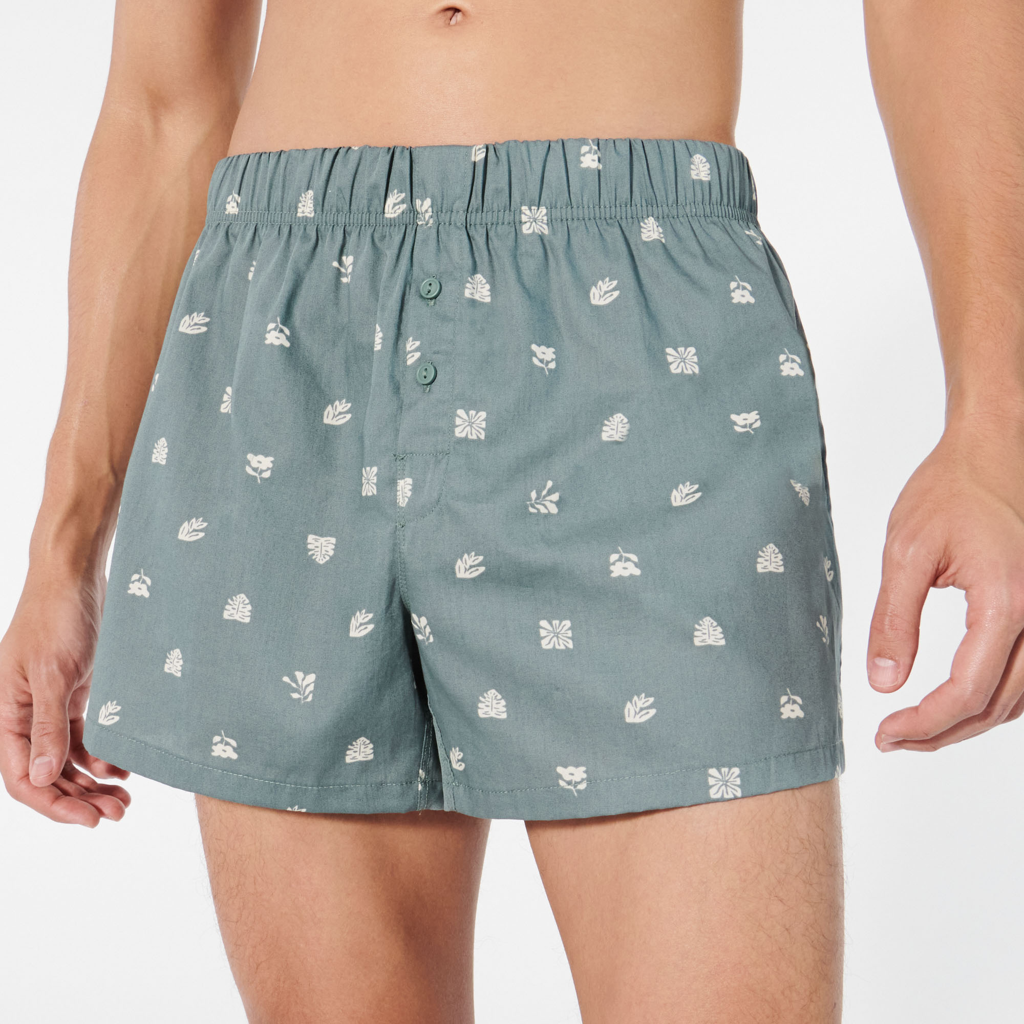Caleçon à motifs feuilles en coton
