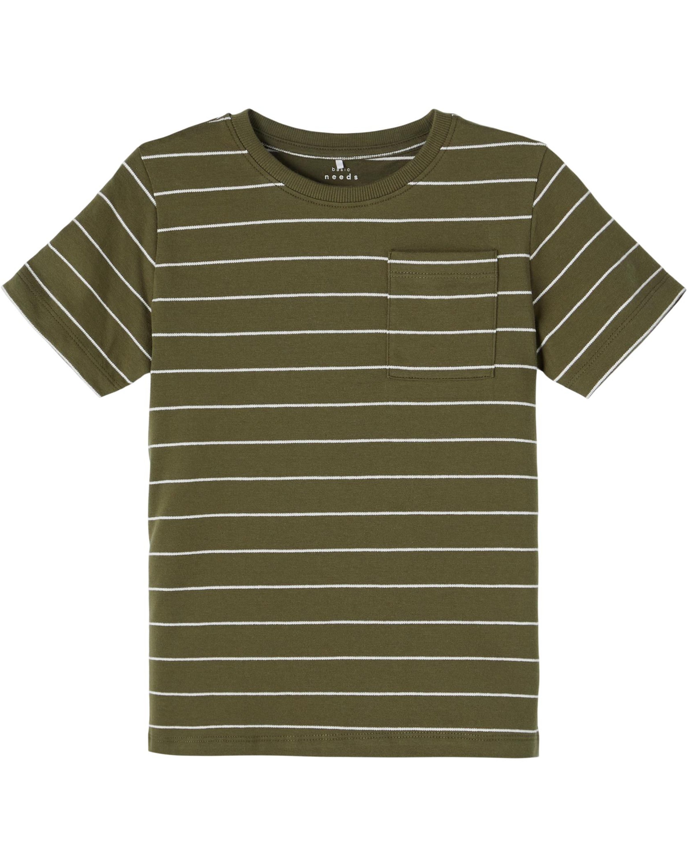 T-Shirt NKMVES gestreift in olive night