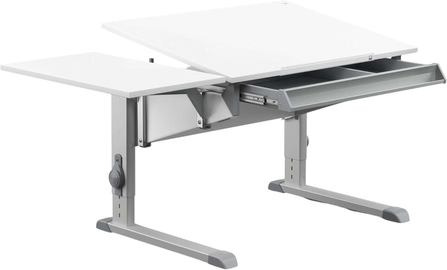 Moll Sprinter CP Kinderschreibtisch höhenverstellbar | mitwachsend, ergonomisch & neigbar für aufrechtes Sitzen | ideal für Schulkinder | Schreibtisch weiß optional mit Schublade | Made in Germany