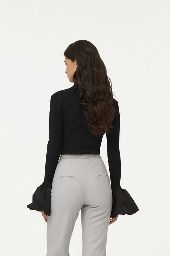 ROTATE Birger Christensen Knit High Neck Top Black