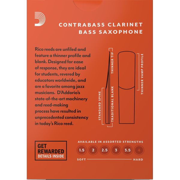 DAddario Woodwinds Rico Contra Clar/Bass Sax 2.5