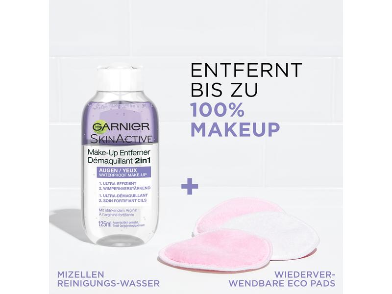 Garnier Make-up Entferner SkinActive 2 IN 1 125 ml Wasserfester Augen Make-up Entferner