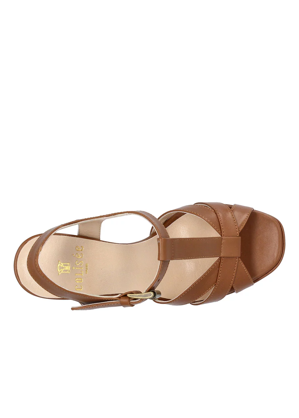 SANDALE PLATEAU RIMA CUIR CAMEL