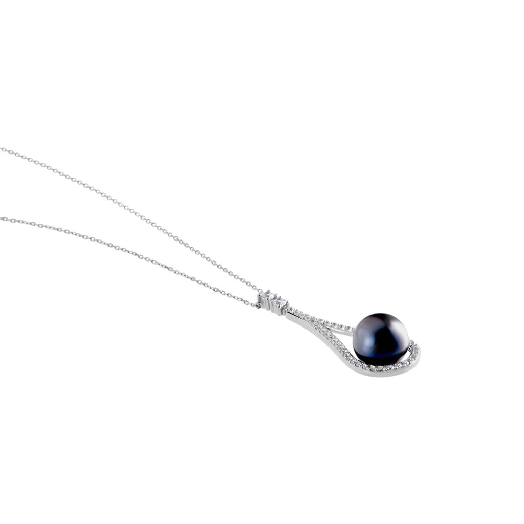 Collier Gillet Or Blanc Perle De Tahiti Oxyde Zirconium