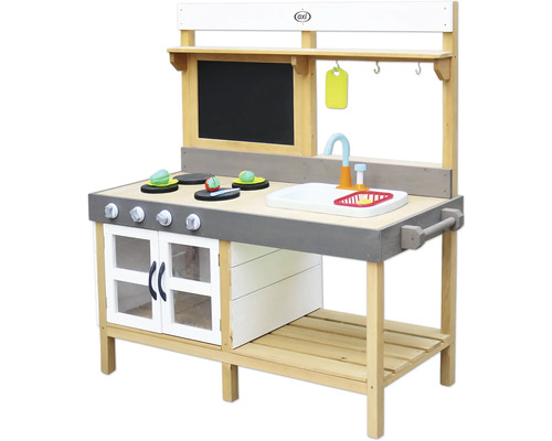 Grote houten zand- en waterspeelkeuken, grijs