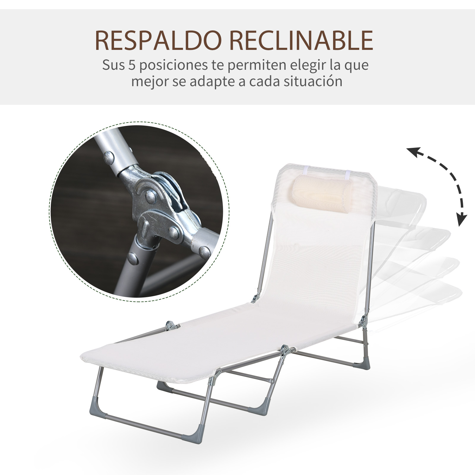 Espreguiçadeiras dobráveis Outsunny cor creme