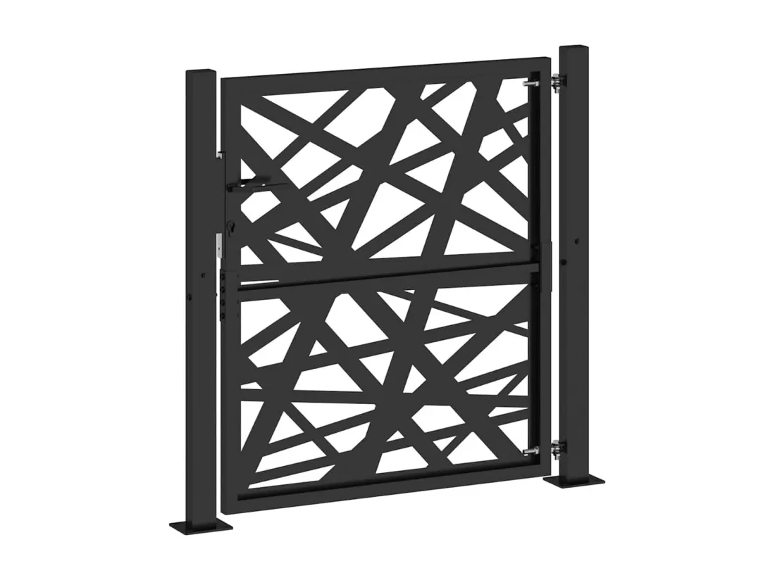 Portail de jardin noir 105x106 cm acier conception de lumière