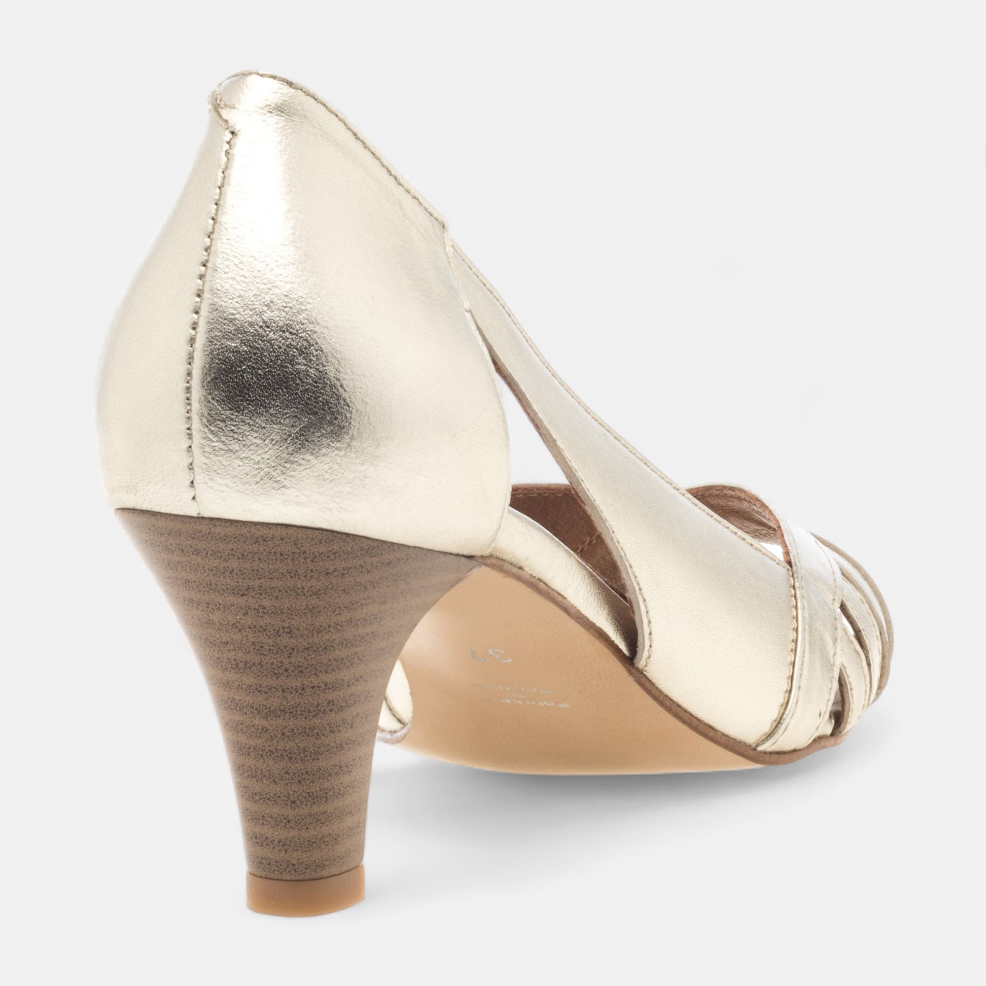 Nu-pieds à talon Femme en cuir or