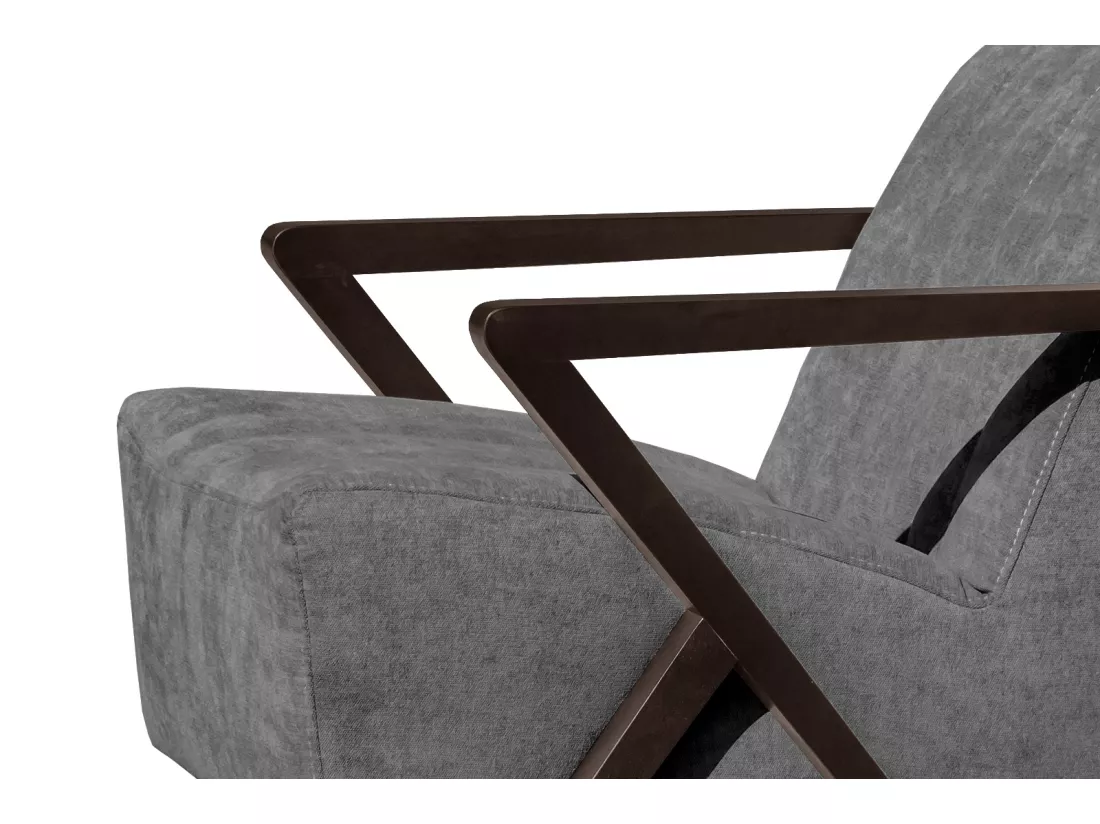 Fauteuil fixe Lebron, tissu gris