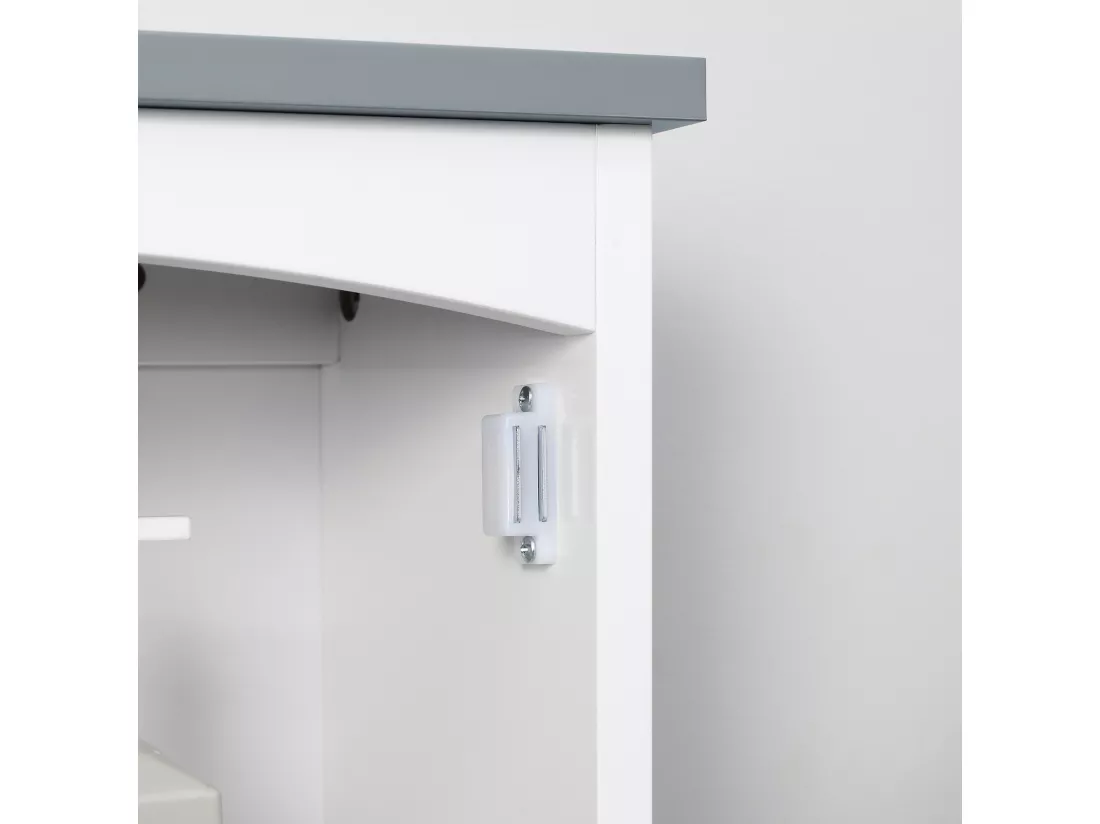 Armoire haute murale de salle de bain ou WC - placard porte avec étagère réglable - dim. 41L x 18l x 52H cm - MDF blanc gris