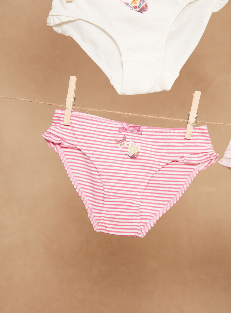 5 culottes roses à imprimé à rayures, à pois et à motif papillons