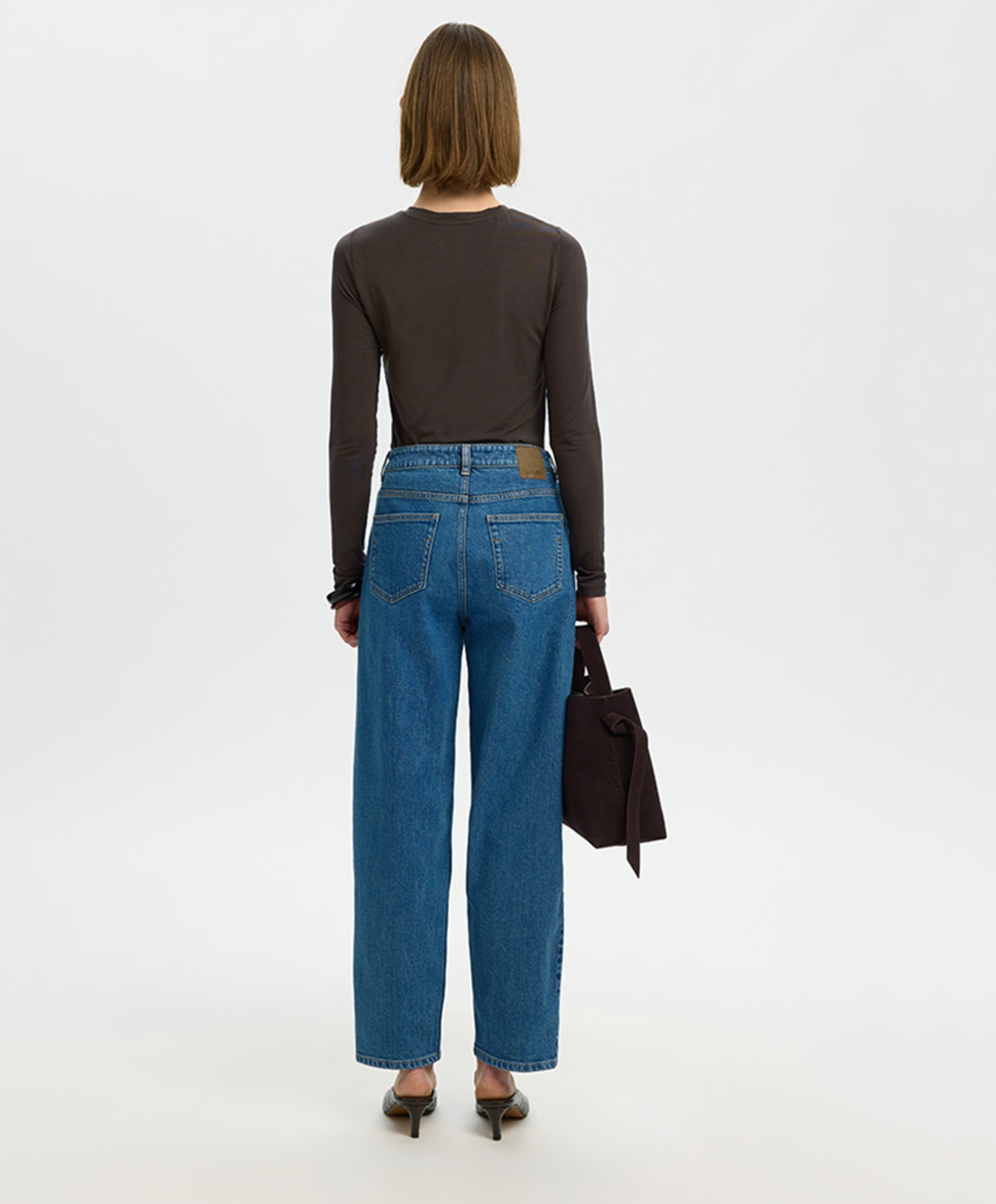 Selected Dames longsleeve bruin