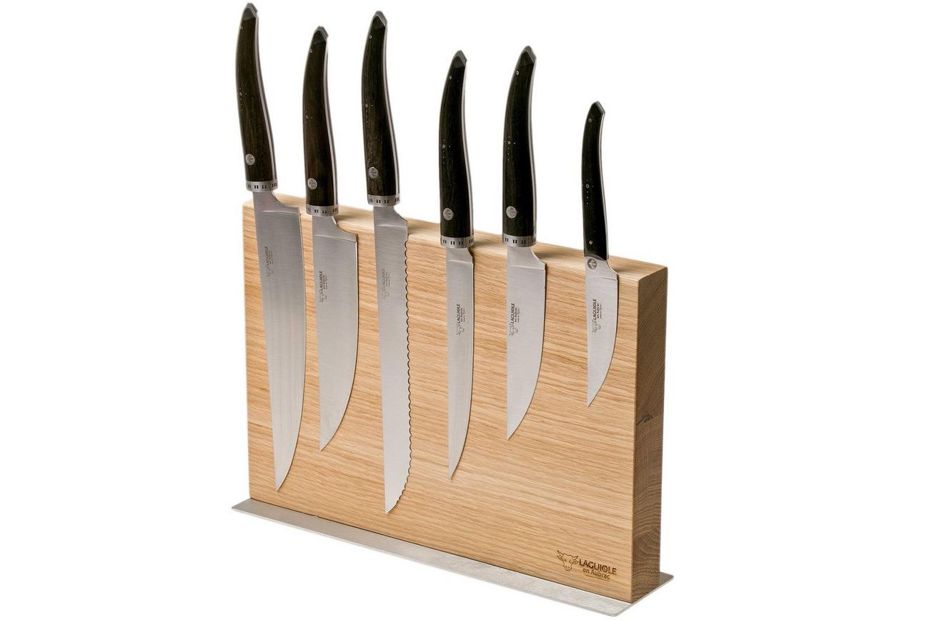Laguiole en Aubrac Gourmet COL99CUIGOEBIB 6-delige messenset ebbenhout met messenblok