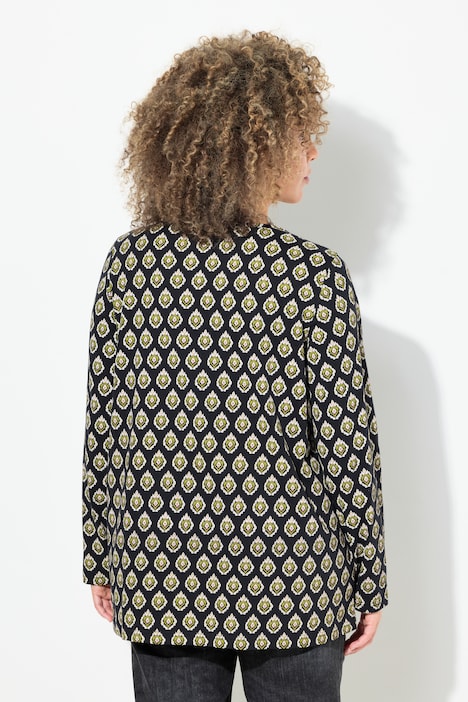 Shirt, Zierfalten, A-Linie, V-Ausschnitt, Langarm