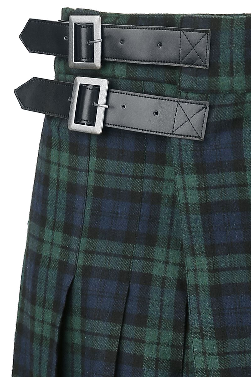 Kilt Avec Boucles Latérales Bleu/Vert | Black Premium by EMP Jupe mi-longue