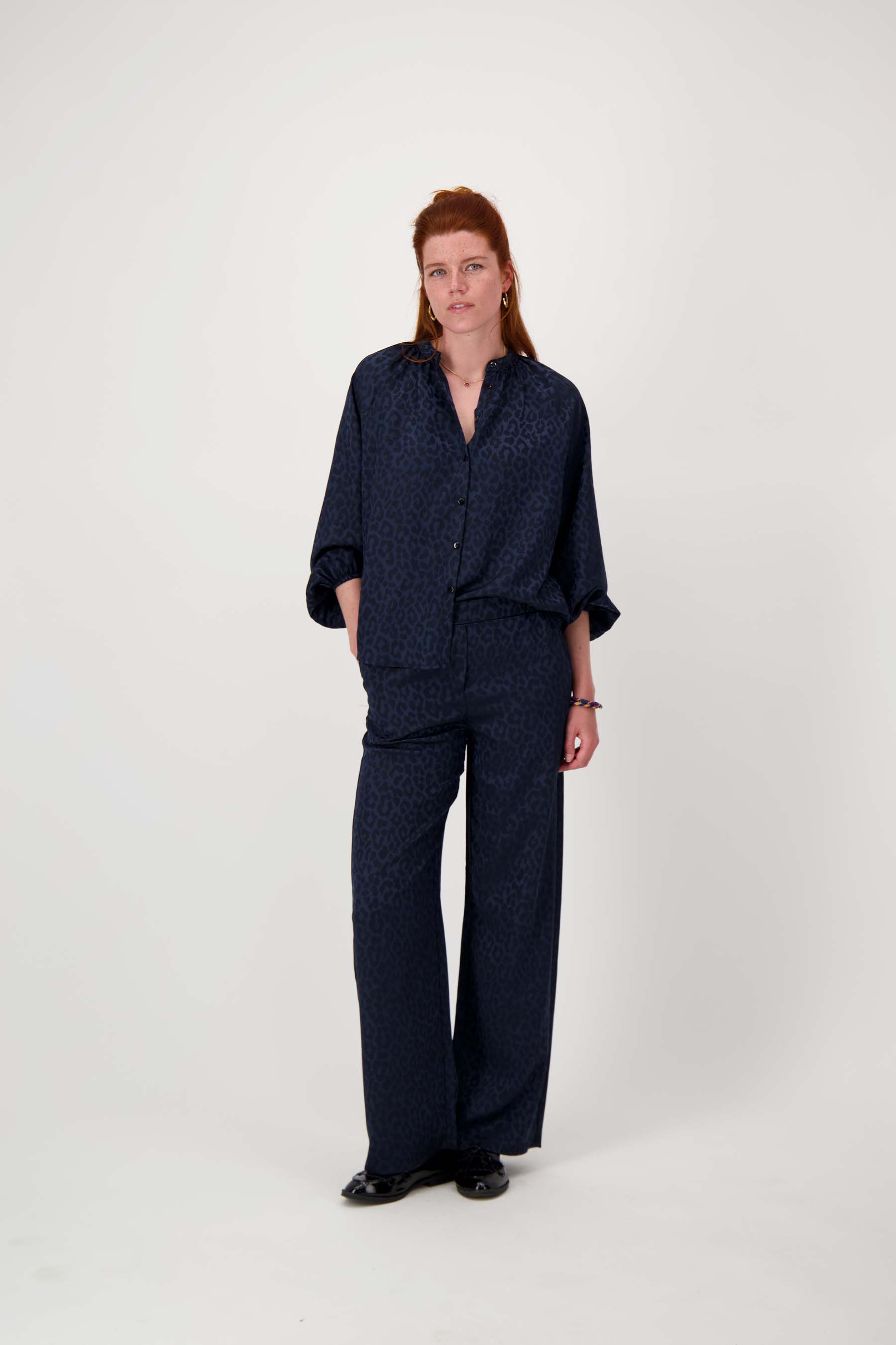 satijnen jacquard broek