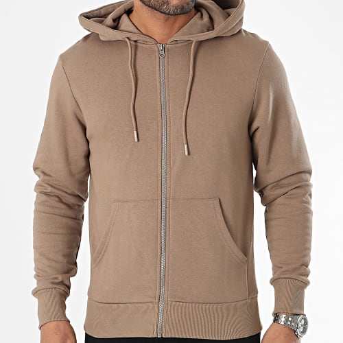 Sweat Zippé Capuche Marron