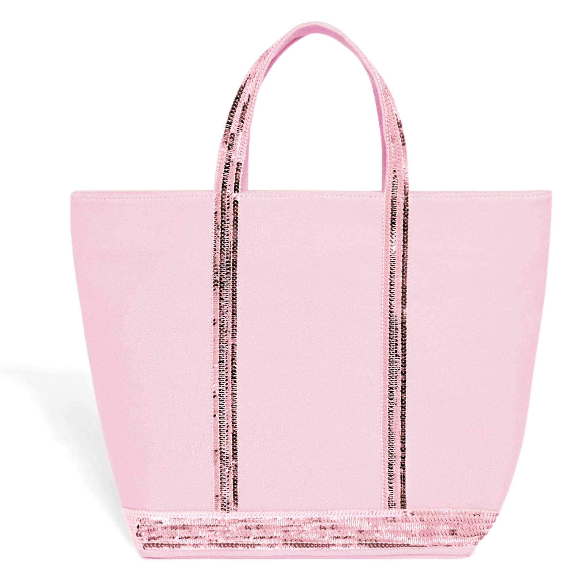 Cabas M à sequins en toile de coton| Rose