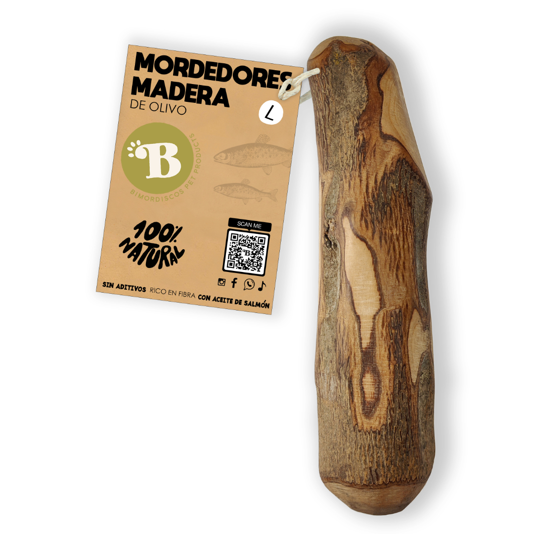 BIMORDISCOS Madeira de oliveira com óleo de salmão para cães