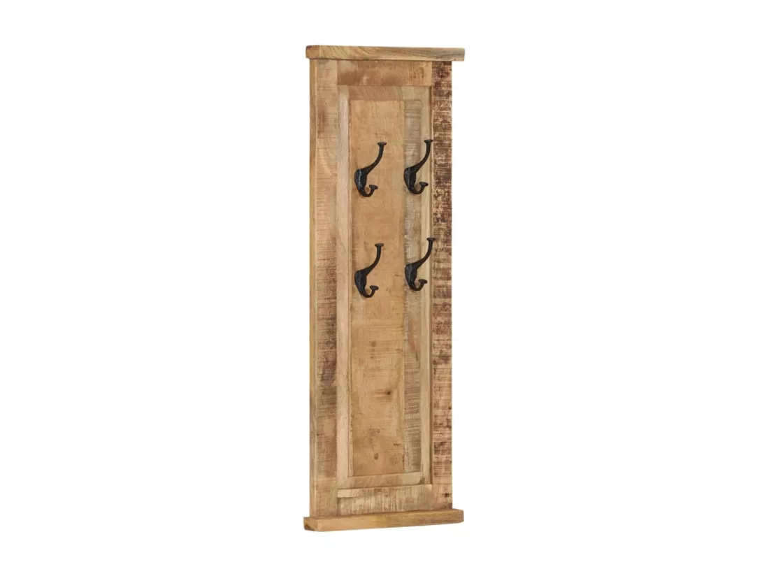 Porte-manteaux 2 pcs Bois massif de manguier 38x100 cm