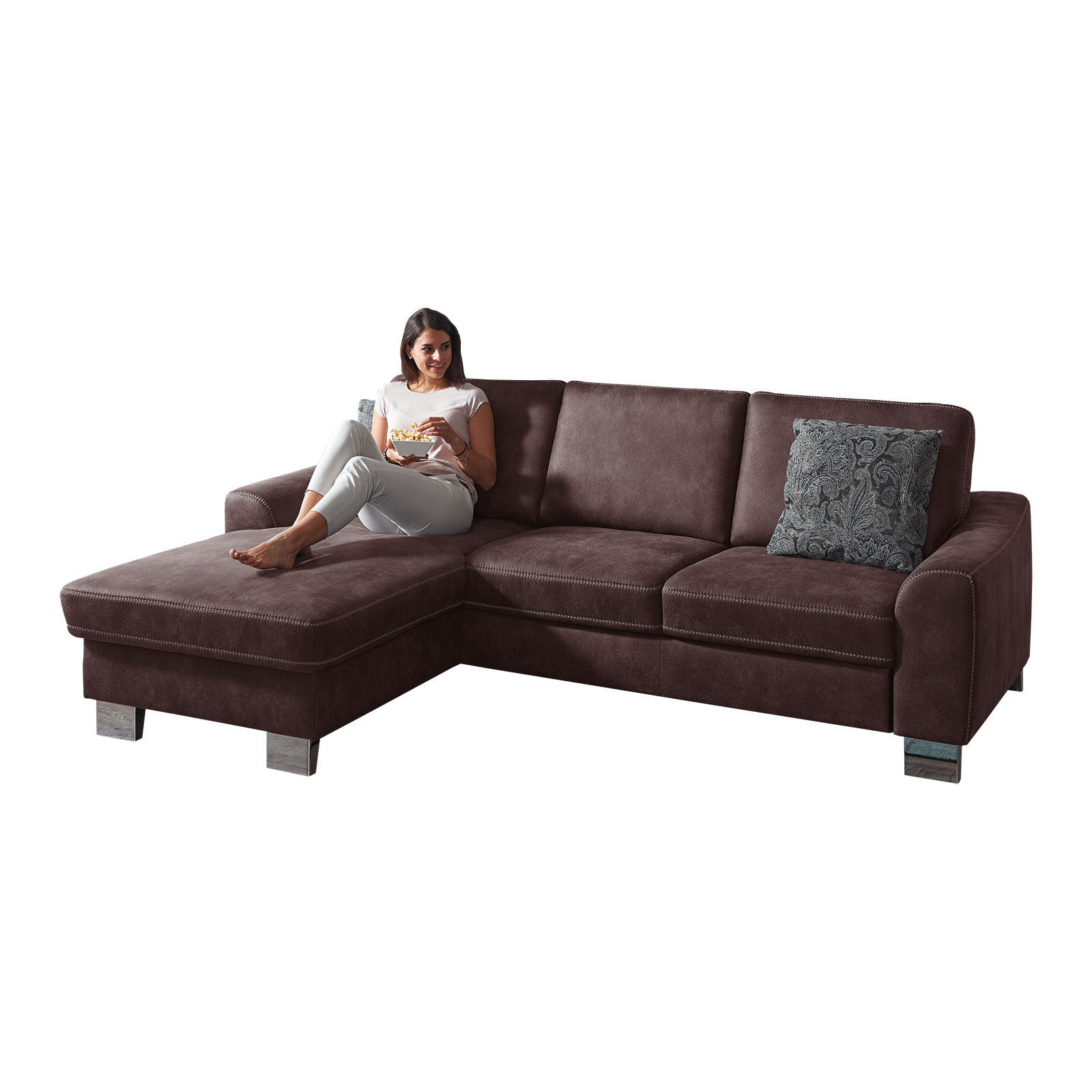 polsterpower Ecksofa - braun - Basismodell - Canapé links