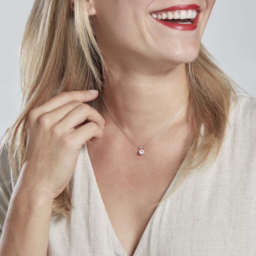 Pendentif Mabila Or Blanc Oxyde De Zirconium