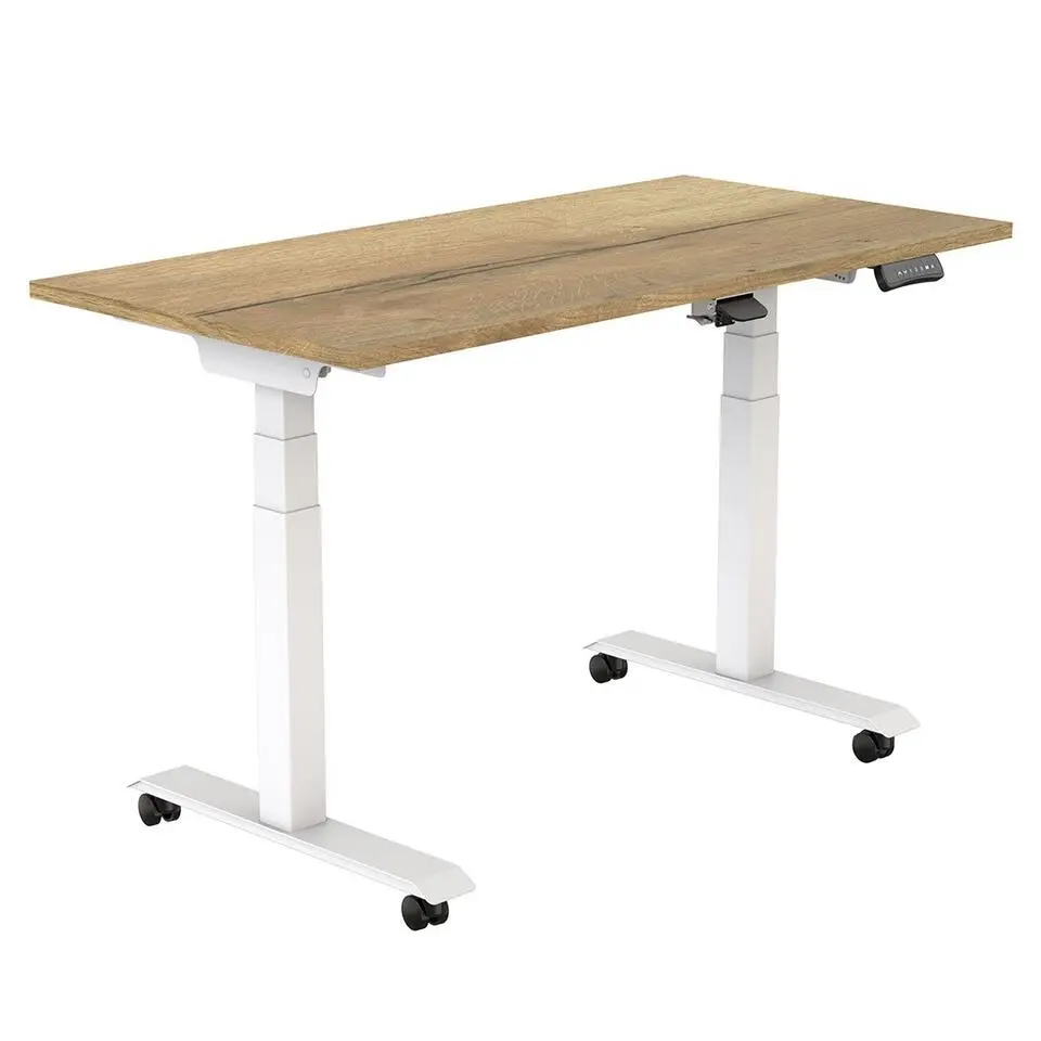 Elektrisch verstelbaar, opklapbaar en verrijdbaar bureau - 180x80 cm - Wit fram