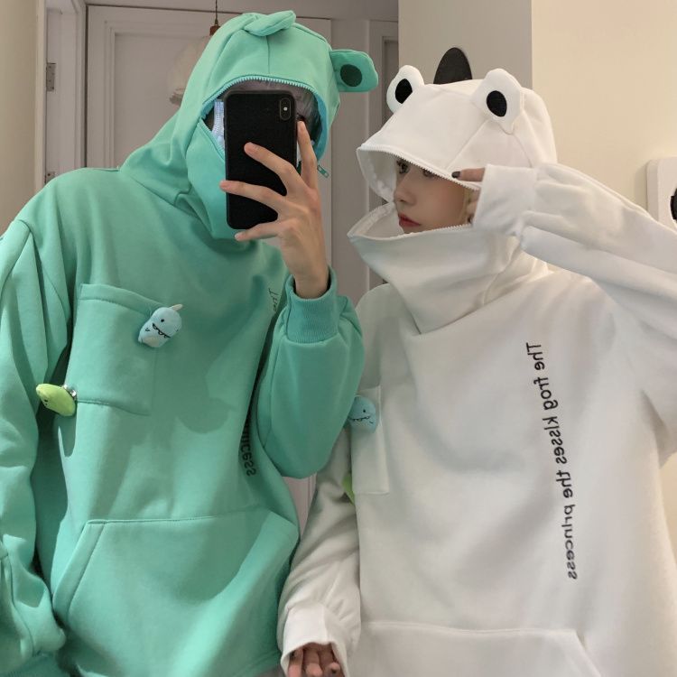 Enpheriado - Koppel Matching Lettering Frog Hoodie