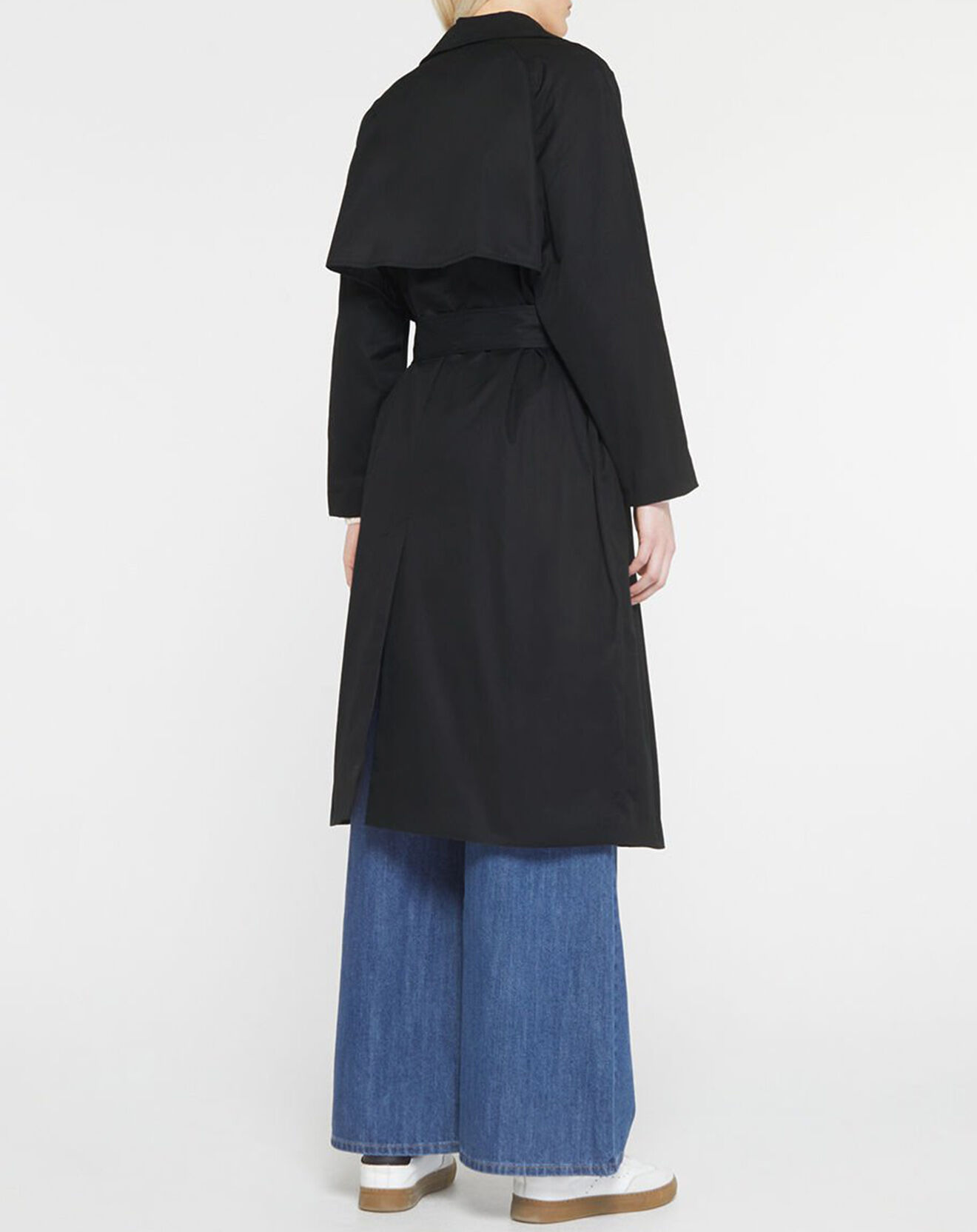 Galeries Lafayette Trench long en Toile de Coton bio Chopin noir