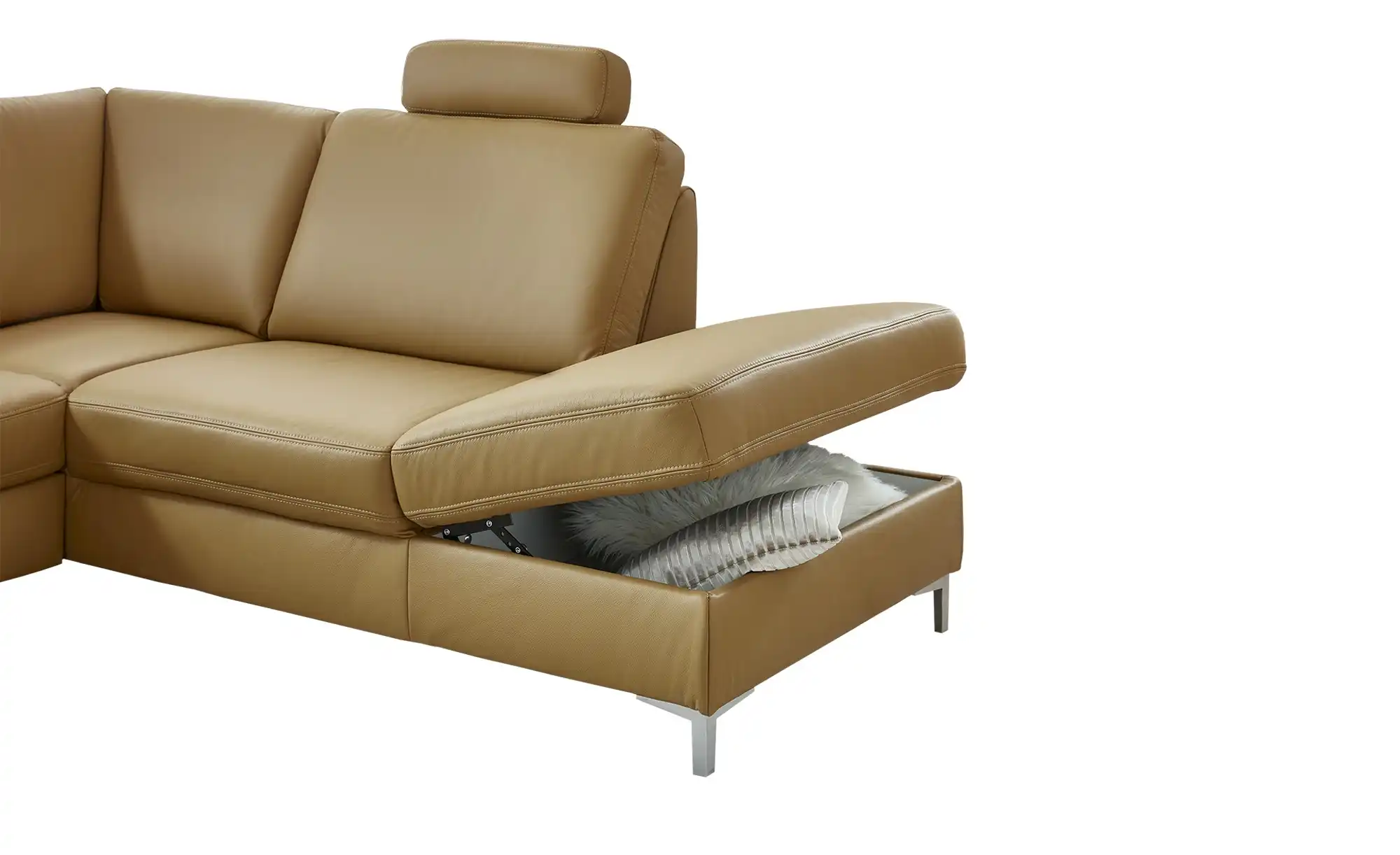 meinSofa Ecksofa mit Sitz und Rückenlehne aus Echtleder Lea