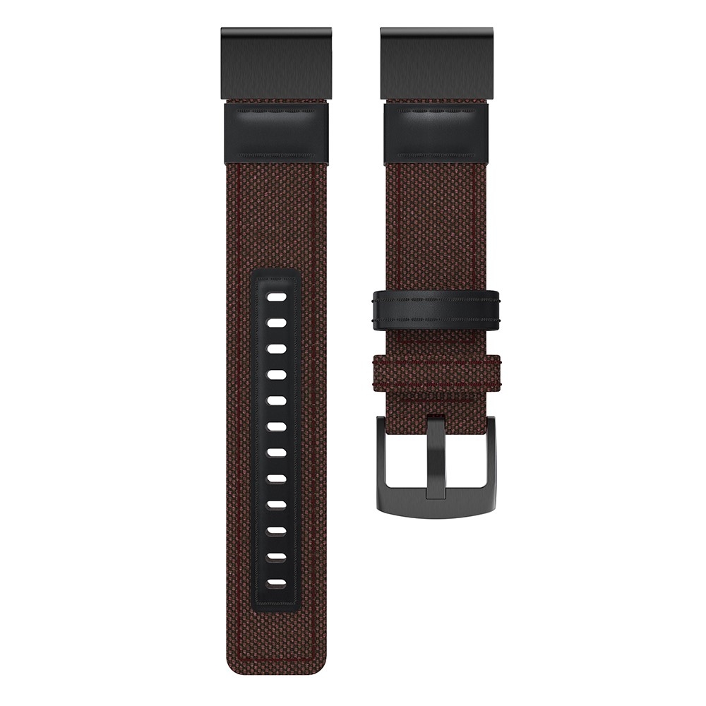 Garmin Fenix 7 / 7 Pro Nylon / Echtleder Armband (Gelenkumfang: 153-215mm) - Braun / Schwarz