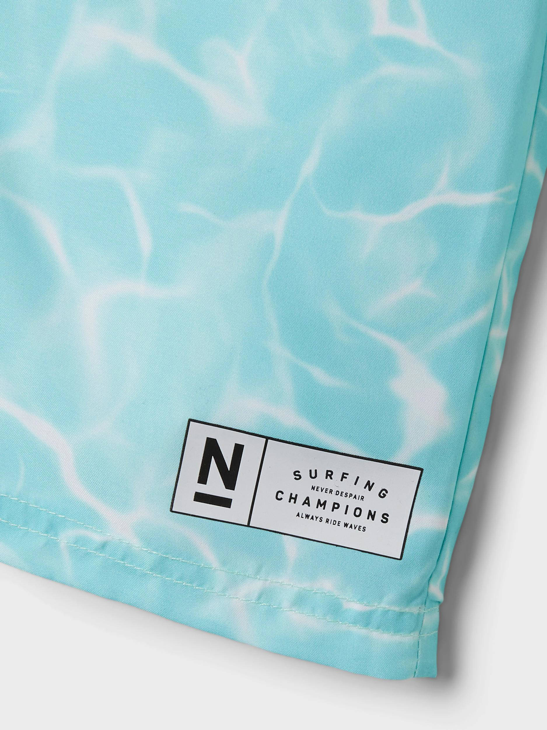 NAME IT zwemshort NKMZAGLO met all over print aquablauw/groen