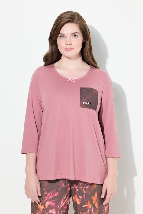 Pyjamashirt, U-Boot-Ausschnitt, 3/4-Arm, Biobaumwolle