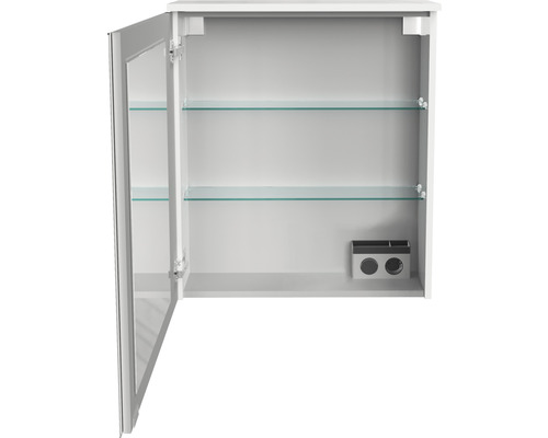 FACKELMANN Oxford spiegelkast, 60,2 x 20 x 69,6 cm, wit, 1-deurs, LED, IP20