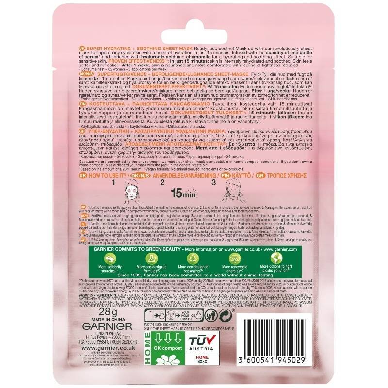 Garnier Skinactive Moisture Bomb Hydrating + Soothing Tissue Mask 1 Piece